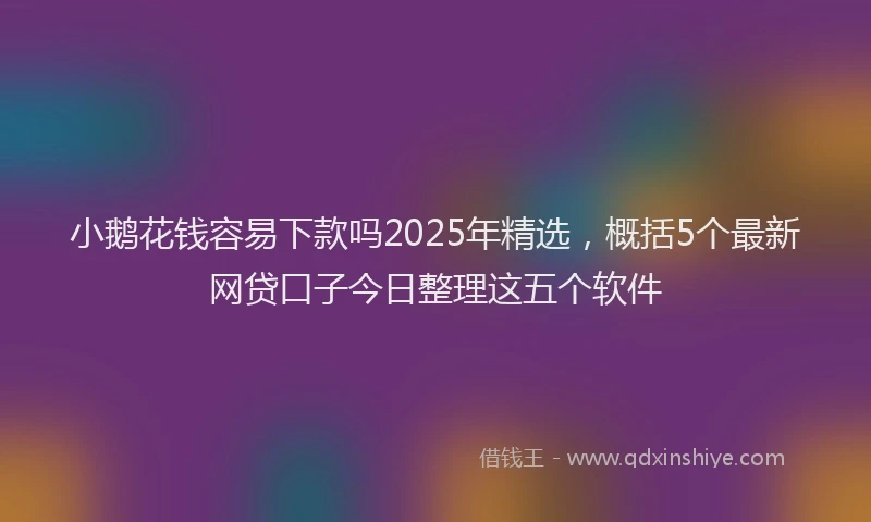 小鹅花钱容易下款吗2025年精选，概括5个最新网贷口子今日整理这五个软件
