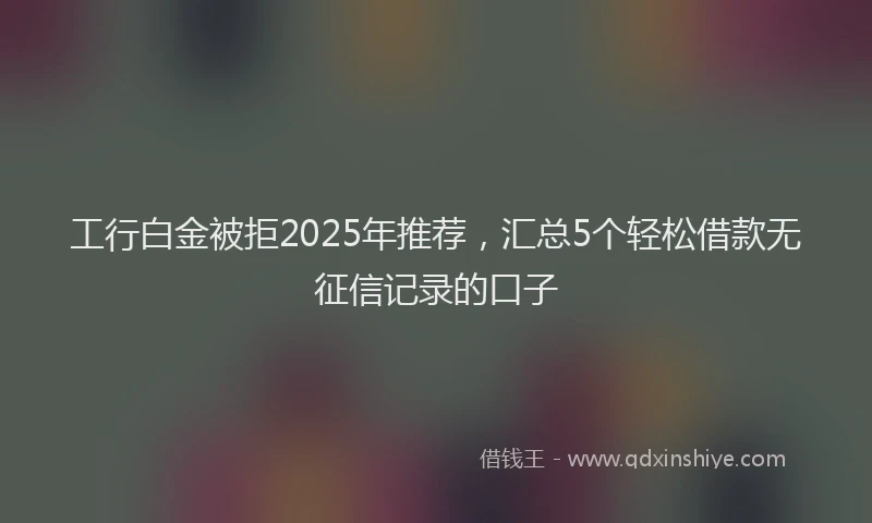 工行白金被拒2025年推荐，汇总5个轻松借款无征信记录的口子