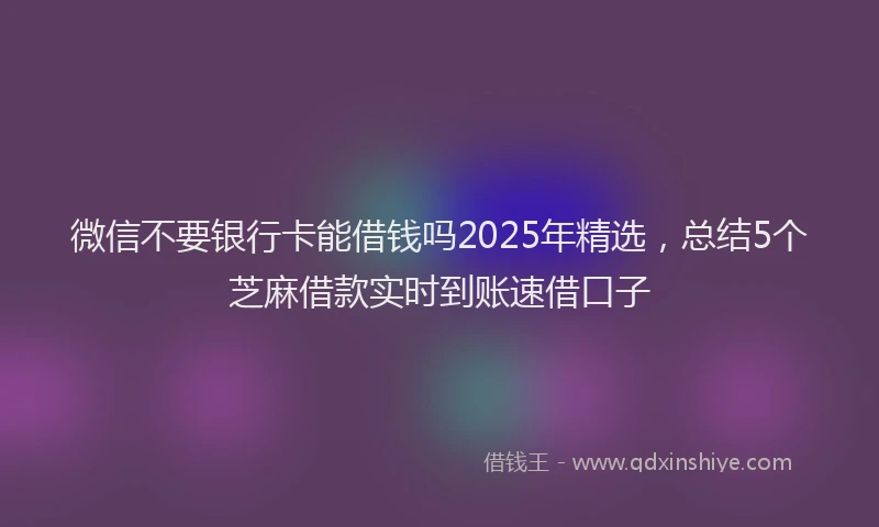 微信不要银行卡能借钱吗2025年精选，总结5个芝麻借款实时到账速借口子