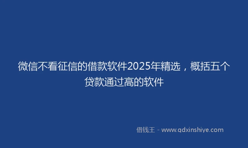 微信不看征信的借款软件2025年精选，概括五个贷款通过高的软件