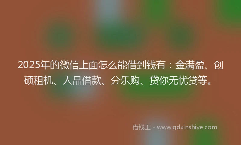 2025年的微信上面怎么能借到钱有：金满盈、创硕租机、人品借款、分乐购、贷你无忧贷等。