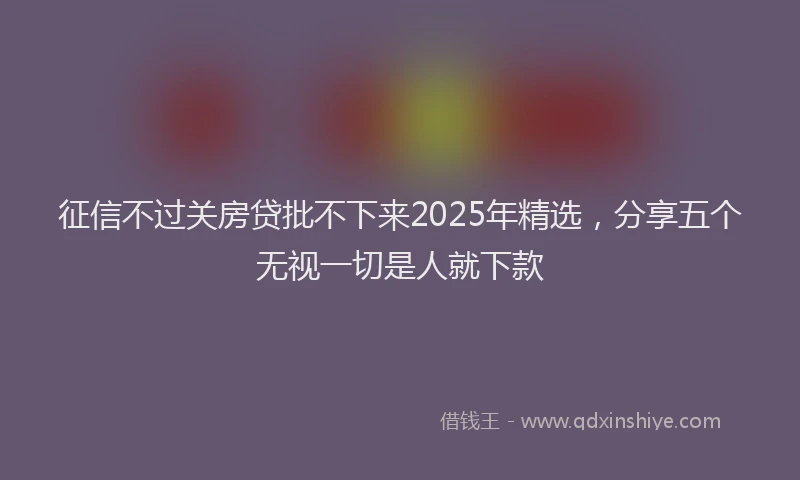 征信不过关房贷批不下来2025年精选，分享五个无视一切是人就下款