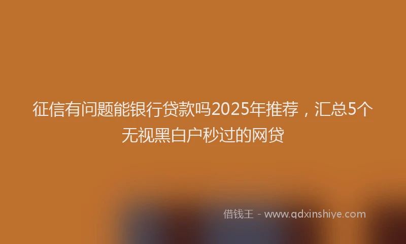征信有问题能银行贷款吗2025年推荐，汇总5个无视黑白户秒过的网贷