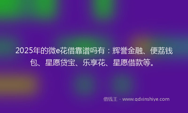 2025年的微e花借靠谱吗有：辉誉金融、便荔钱包、星愿贷宝、乐享花、星愿借款等。