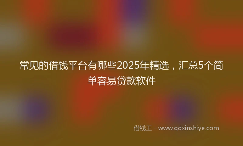 常见的借钱平台有哪些2025年精选，汇总5个简单容易贷款软件