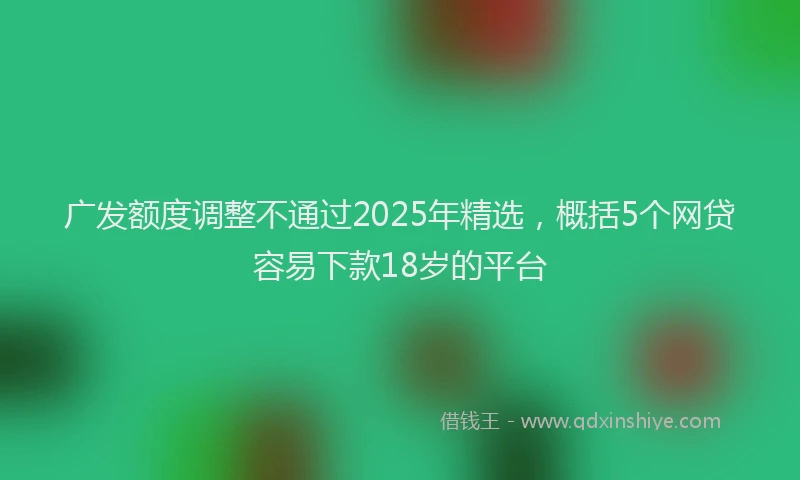 广发额度调整不通过2025年精选，概括5个网贷容易下款18岁的平台