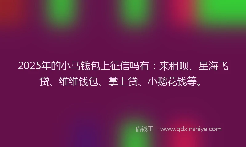 2025年的小马钱包上征信吗有：来租呗、星海飞贷、维维钱包、掌上贷、小鹅花钱等。
