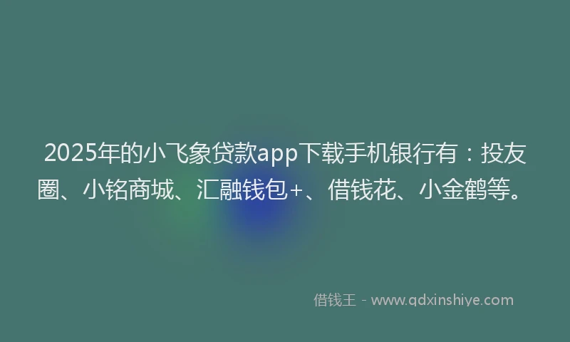 2025年的小飞象贷款app下载手机银行有：投友圈、小铭商城、汇融钱包+、借钱花、小金鹤等。