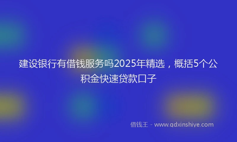 建设银行有借钱服务吗2025年精选，概括5个公积金快速贷款口子