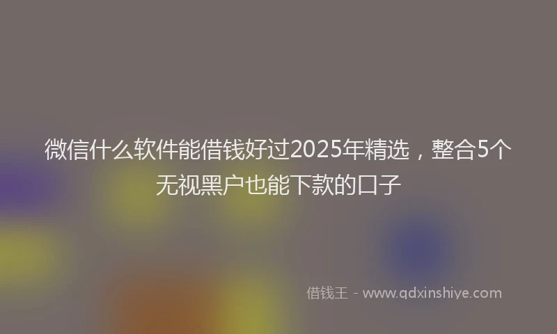 微信什么软件能借钱好过2025年精选，整合5个无视黑户也能下款的口子