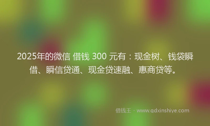 2025年的微信 借钱 300 元有：现金树、钱袋瞬借、瞬信贷通、现金贷速融、惠商贷等。