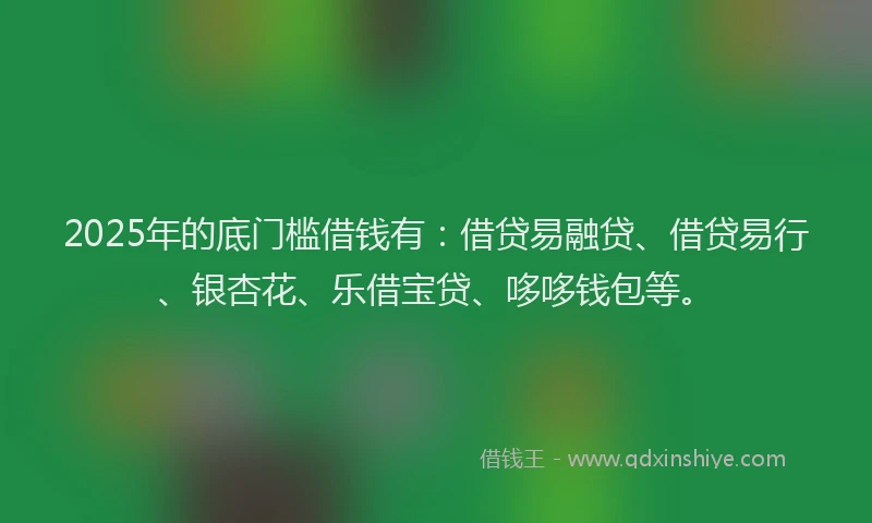 2025年的底门槛借钱有：借贷易融贷、借贷易行、银杏花、乐借宝贷、哆哆钱包等。