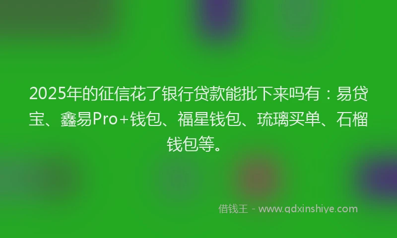 2025年的征信花了银行贷款能批下来吗有：易贷宝、鑫易Pro+钱包、福星钱包、琉璃买单、石榴钱包等。
