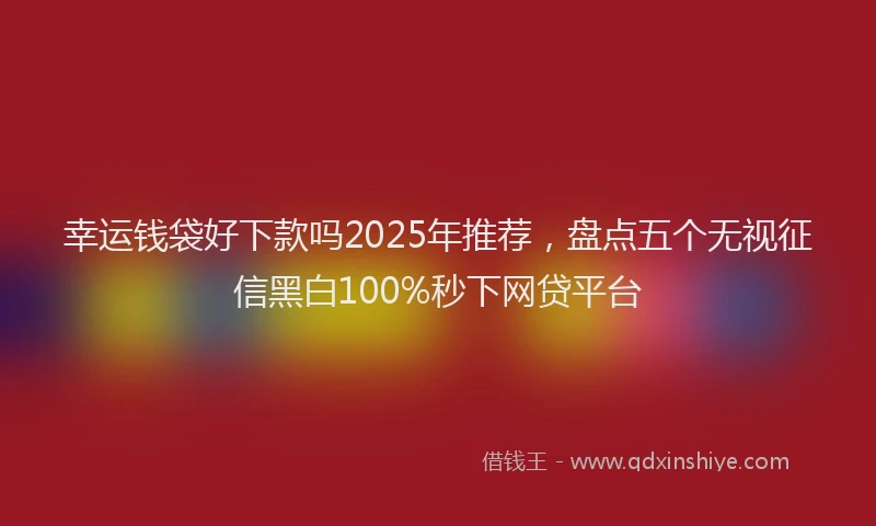 幸运钱袋好下款吗2025年推荐，盘点五个无视征信黑白100%秒下网贷平台