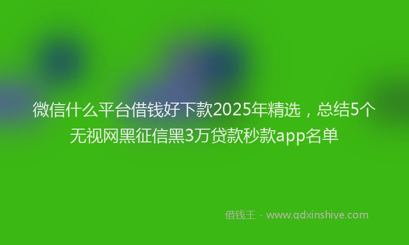 微信什么平台借钱好下款2025年精选，总结5个无视网黑征信黑3万贷款秒款app名单