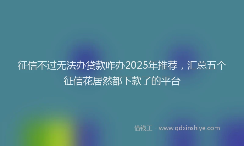 征信不过无法办贷款咋办2025年推荐，汇总五个征信花居然都下款了的平台