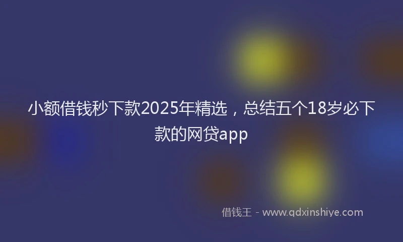 小额借钱秒下款2025年精选，总结五个18岁必下款的网贷app