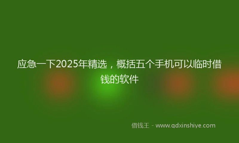 应急一下2025年精选，概括五个手机可以临时借钱的软件