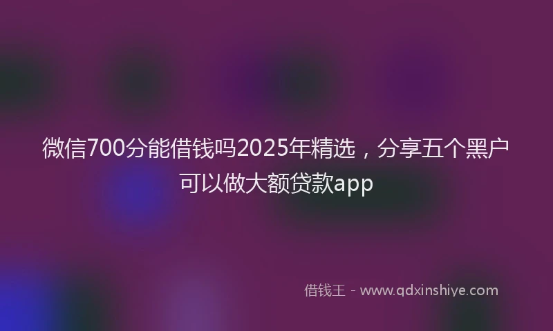 微信700分能借钱吗2025年精选，分享五个黑户可以做大额贷款app
