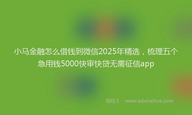 小马金融怎么借钱到微信2025年精选，梳理五个急用钱5000快审快贷无需征信app