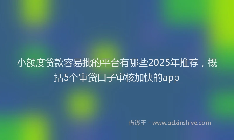 小额度贷款容易批的平台有哪些2025年推荐，概括5个审贷口子审核加快的app