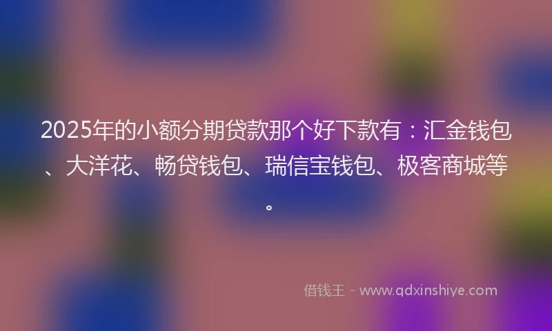 2025年的小额分期贷款那个好下款有：汇金钱包、大洋花、畅贷钱包、瑞信宝钱包、极客商城等。