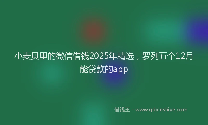 小麦贝里的微信借钱2025年精选，罗列五个12月能贷款的app