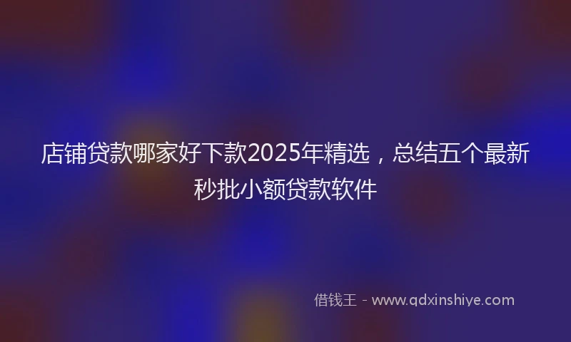 店铺贷款哪家好下款2025年精选，总结五个最新秒批小额贷款软件