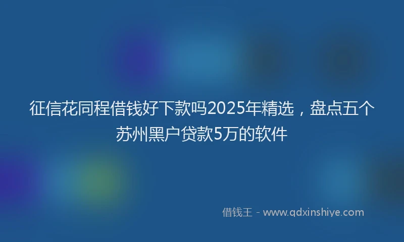 征信花同程借钱好下款吗2025年精选，盘点五个苏州黑户贷款5万的软件