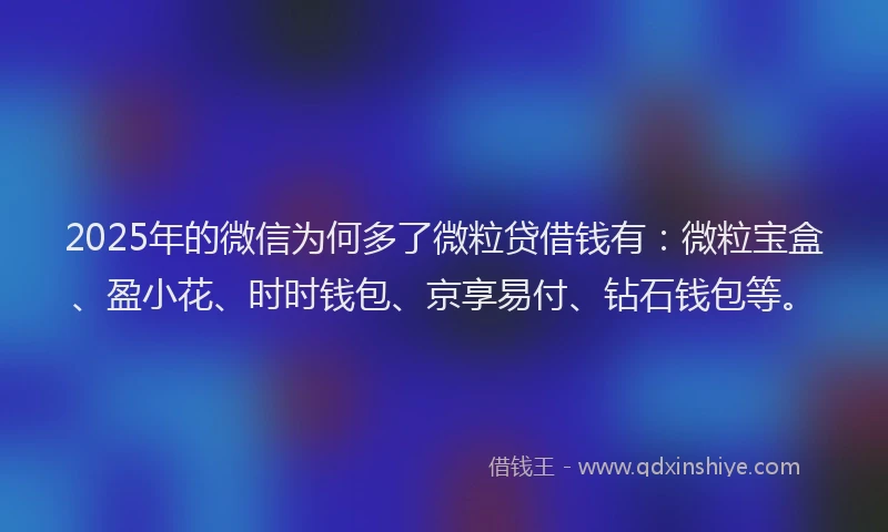 2025年的微信为何多了微粒贷借钱有：微粒宝盒、盈小花、时时钱包、京享易付、钻石钱包等。