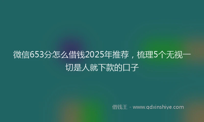 微信653分怎么借钱2025年推荐，梳理5个无视一切是人就下款的口子