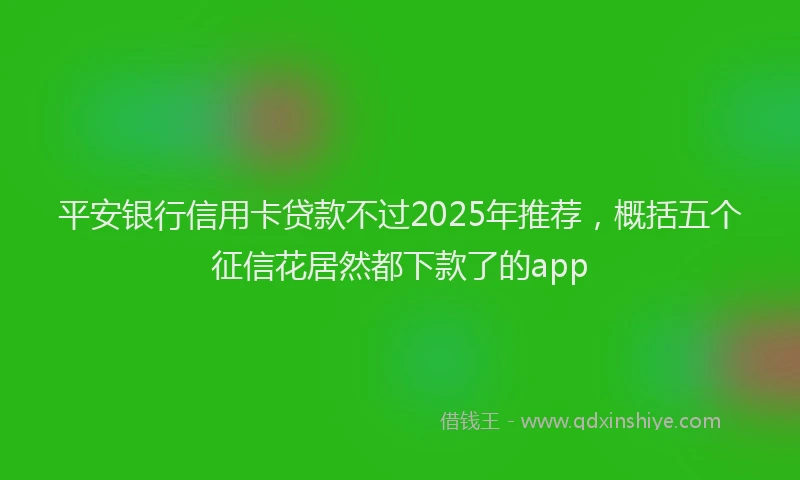 平安银行信用卡贷款不过2025年推荐，概括五个征信花居然都下款了的app
