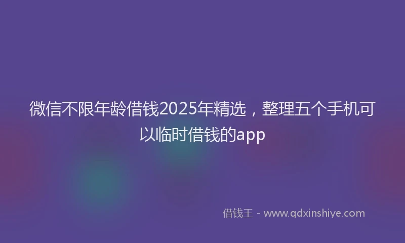 微信不限年龄借钱2025年精选，整理五个手机可以临时借钱的app