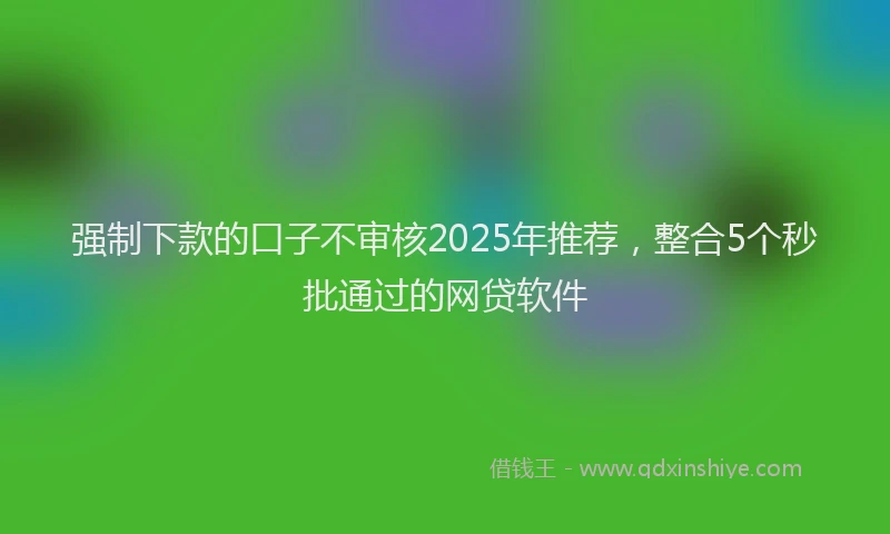 强制下款的口子不审核2025年推荐，整合5个秒批通过的网贷软件