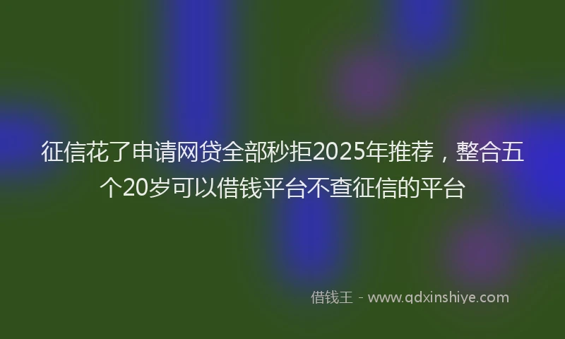 征信花了申请网贷全部秒拒2025年推荐，整合五个20岁可以借钱平台不查征信的平台