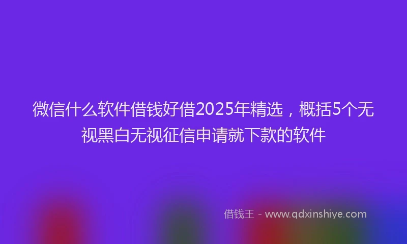 微信什么软件借钱好借2025年精选，概括5个无视黑白无视征信申请就下款的软件