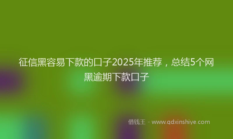 征信黑容易下款的口子2025年推荐，总结5个网黑逾期下款口子