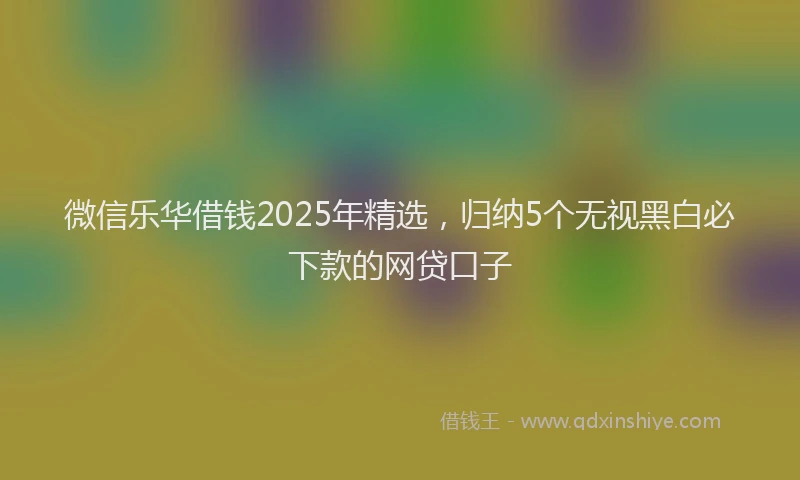 微信乐华借钱2025年精选，归纳5个无视黑白必下款的网贷口子