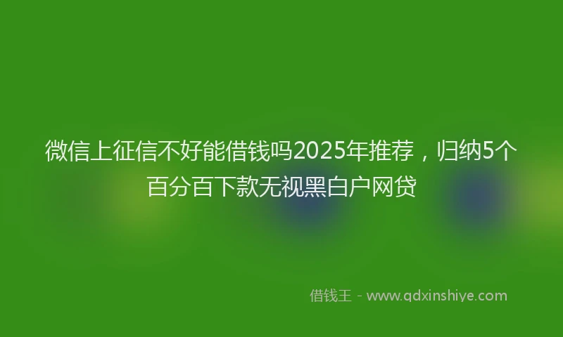 微信上征信不好能借钱吗2025年推荐，归纳5个百分百下款无视黑白户网贷