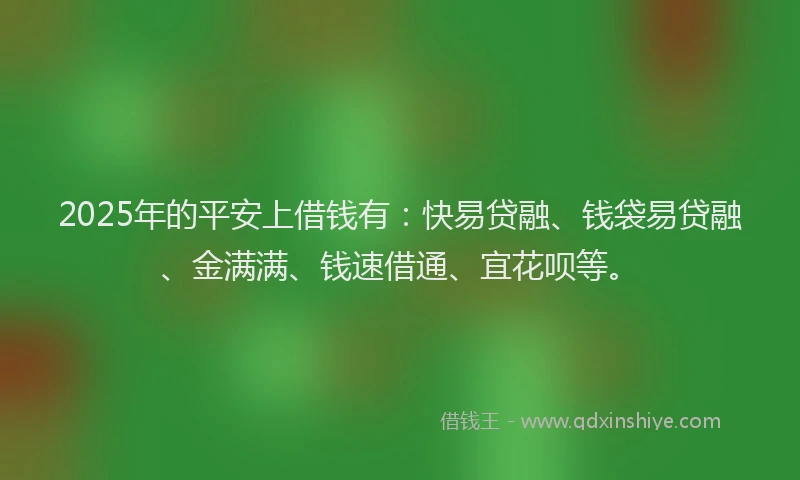 2025年的平安上借钱有：快易贷融、钱袋易贷融、金满满、钱速借通、宜花呗等。