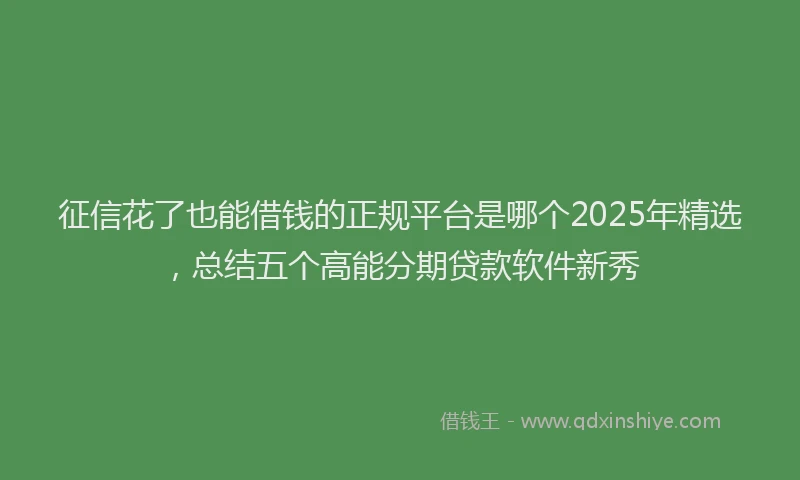征信花了也能借钱的正规平台是哪个2025年精选，总结五个高能分期贷款软件新秀