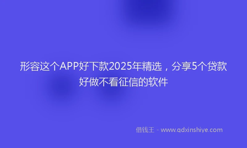 形容这个APP好下款2025年精选，分享5个贷款好做不看征信的软件