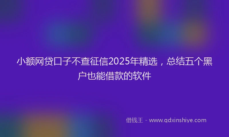 小额网贷口子不查征信2025年精选，总结五个黑户也能借款的软件
