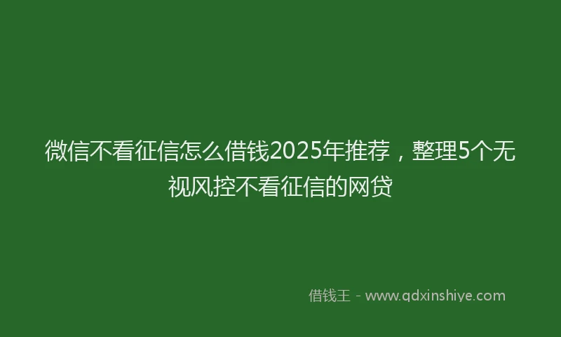 微信不看征信怎么借钱2025年推荐，整理5个无视风控不看征信的网贷