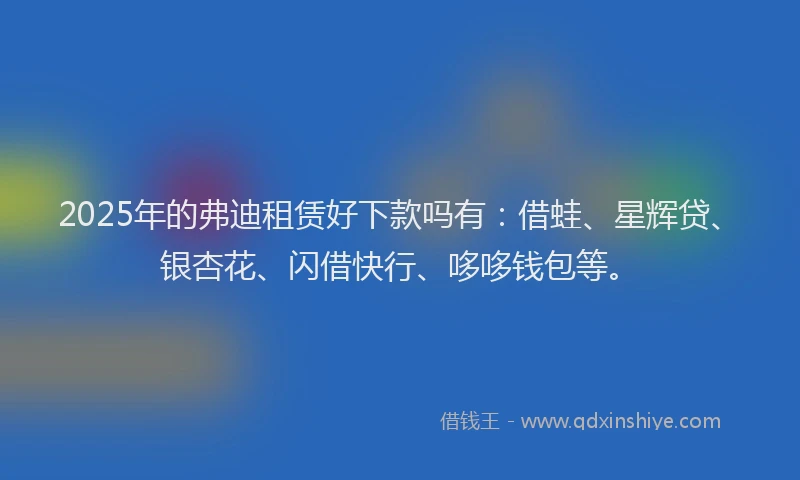 2025年的弗迪租赁好下款吗有：借蛙、星辉贷、银杏花、闪借快行、哆哆钱包等。