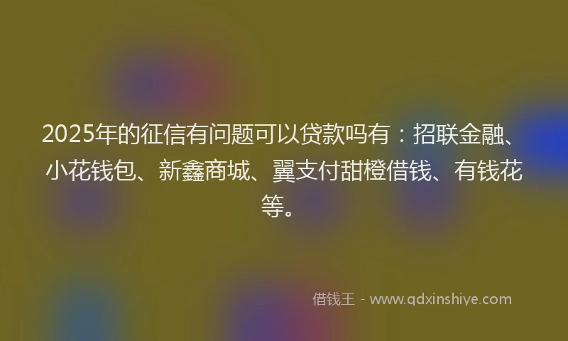 2025年的征信有问题可以贷款吗有：招联金融、小花钱包、新鑫商城、翼支付甜橙借钱、有钱花等。