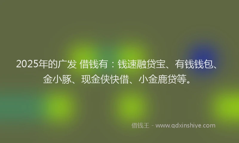 2025年的广发 借钱有：钱速融贷宝、有钱钱包、金小豚、现金侠快借、小金鹿贷等。