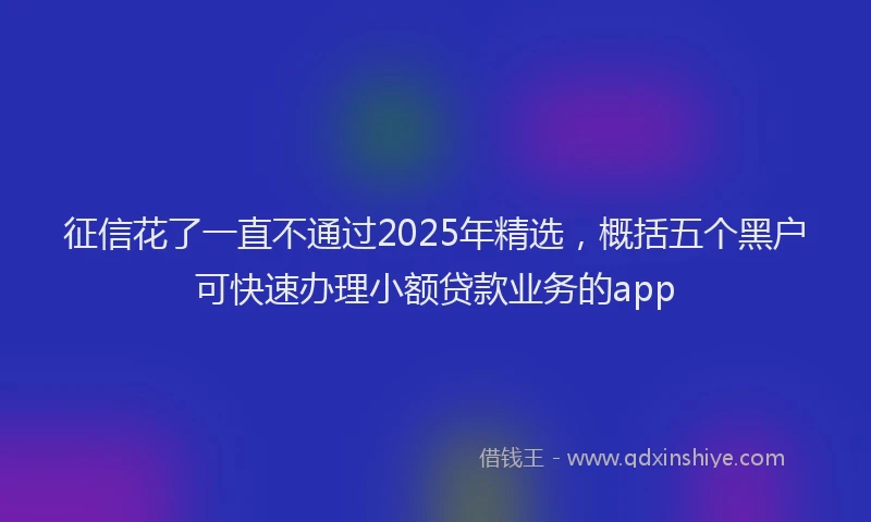 征信花了一直不通过2025年精选，概括五个黑户可快速办理小额贷款业务的app