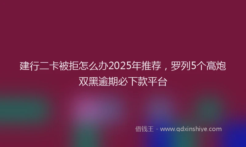 建行二卡被拒怎么办2025年推荐，罗列5个高炮双黑逾期必下款平台
