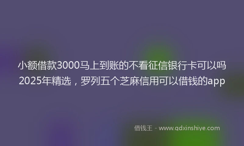 小额借款3000马上到账的不看征信银行卡可以吗2025年精选，罗列五个芝麻信用可以借钱的app